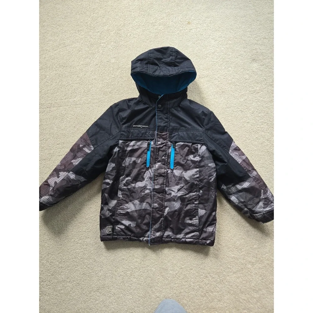 Gorpcore ZeroXposur Boys M 10 Black Camo Insulated Hooded Boarding Winter Jacket